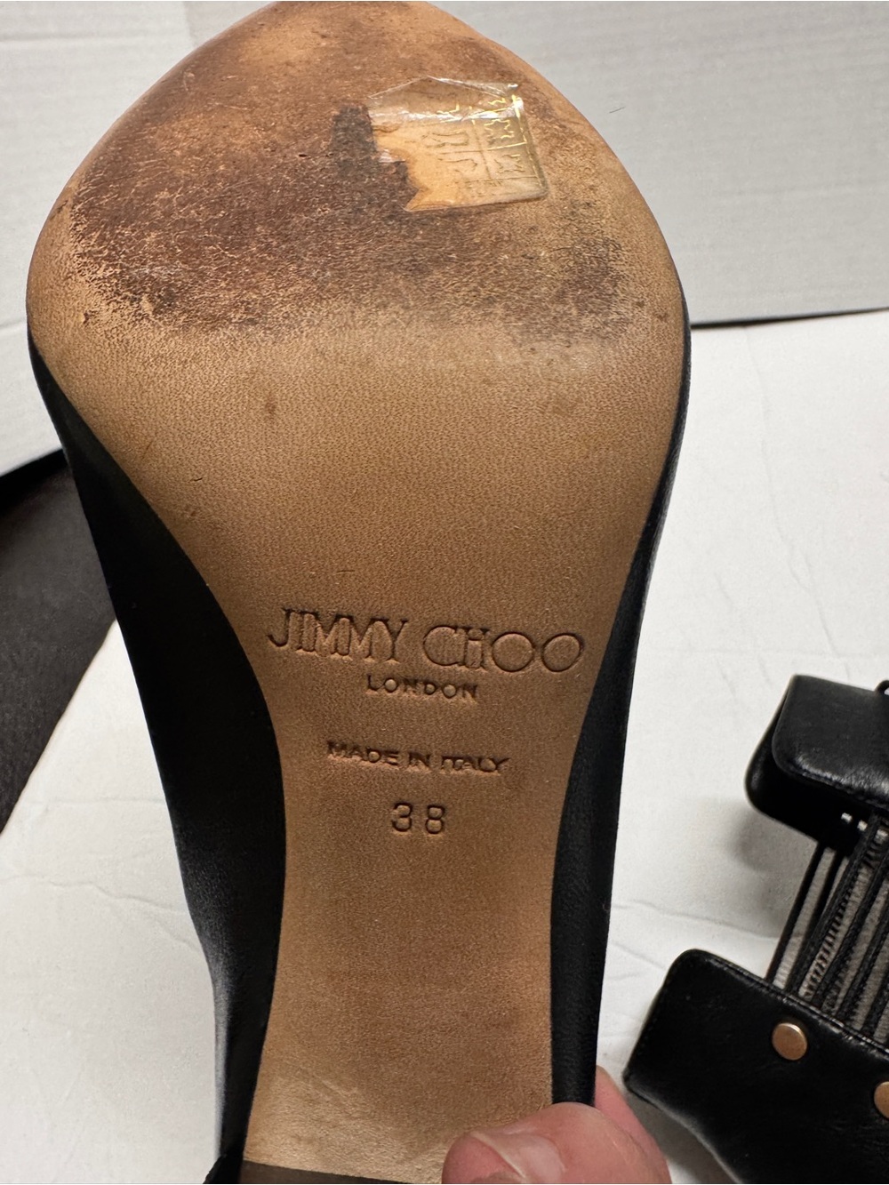 Jimmy Choo "Mercy" Black Leather Open-Toe Moto Whimsigoth Booties sz 38/US 8 - Picture 7 of 9
